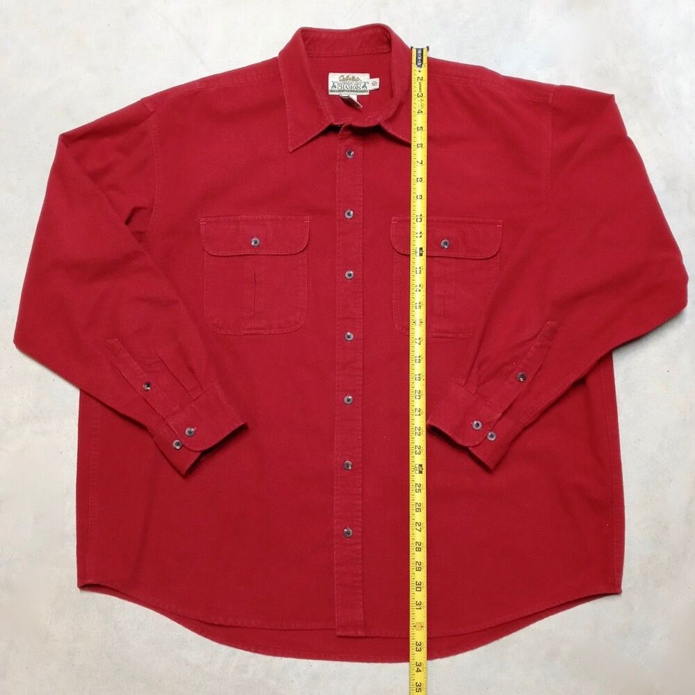 Lot of 2 Cabela's Chamois Shirts Mens Size 2XL Tall Deerskin Soft Black Red - Picture 5 of 10